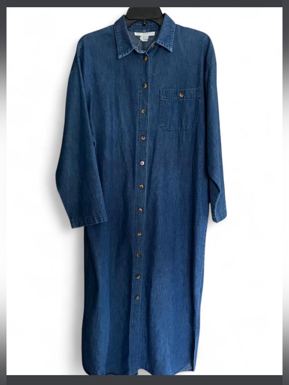 Vintage 90s Dennis Goldsmith Denim Button-Up Long Dress — Size 8